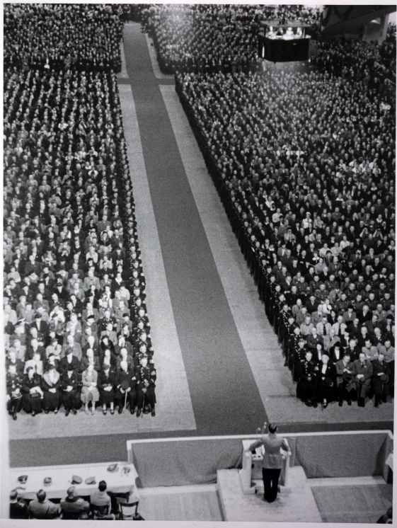 Hitler gives a speech in Berlin's Sportpalast